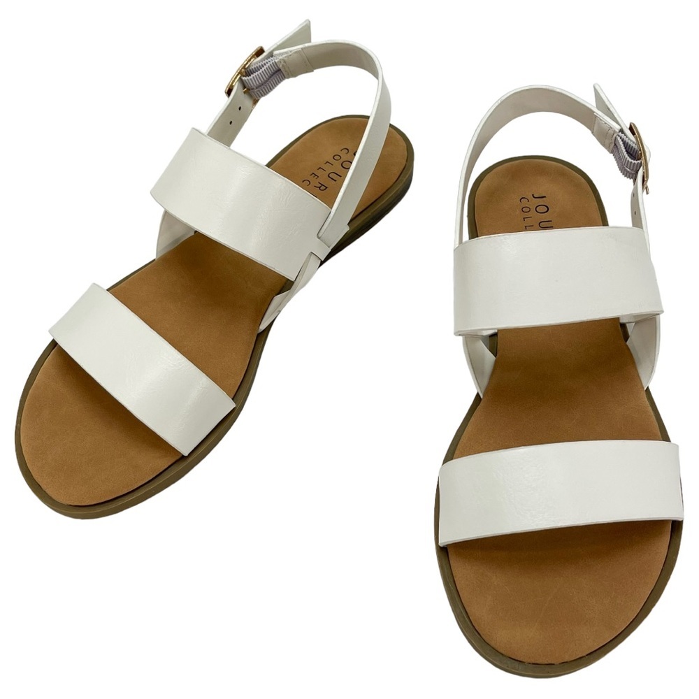 Journee Collection Lavine White Faux Leather Womens Slingback Sandals Size 7W - Picture 7 of 14